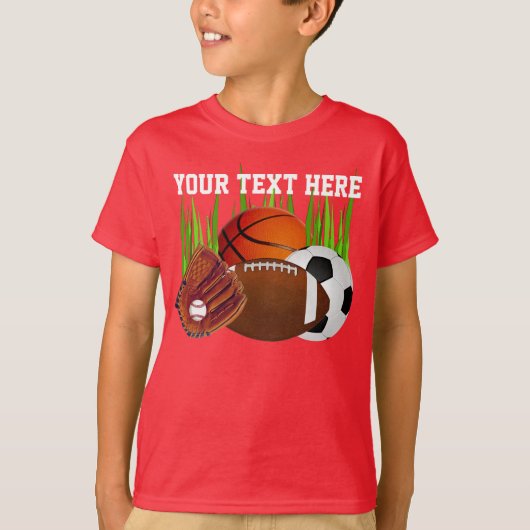 スポーツの男の子の多くのためのパーソナライズなスポーツシャツ Tシャツ (正面)