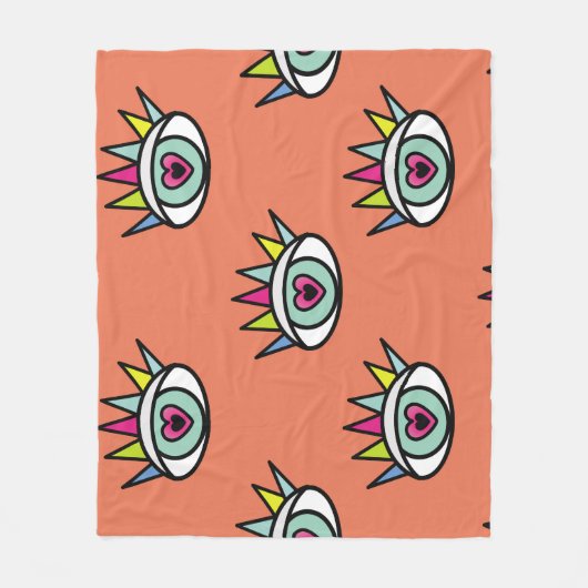 スポーツの目のパターン、サイケデリックヴィンテージ。 フリースブランケット (正面)