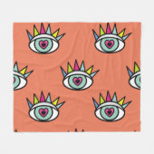 スポーツの目のパターン、サイケデリックヴィンテージ。 フリースブランケット (正面(横))