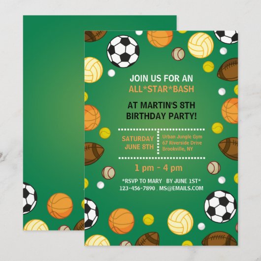 スポーツの背景 招待状 (正面/裏面)