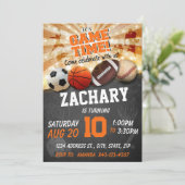 スポーツの誕生日の招待の組み合わせスポーツボール 招待状 (スタンド正面)