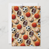 スポーツの誕生日の招待の組み合わせスポーツボール 招待状 (裏面)