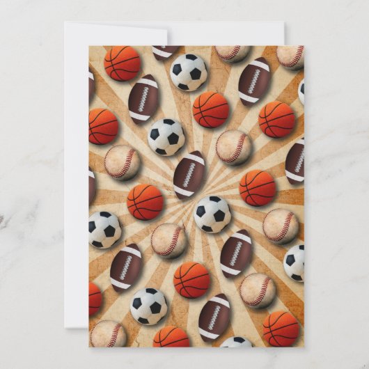 スポーツの誕生日の招待の組み合わせスポーツボール 招待状 (裏面)