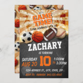 スポーツの誕生日の招待の組み合わせスポーツボール 招待状 (正面/裏面)