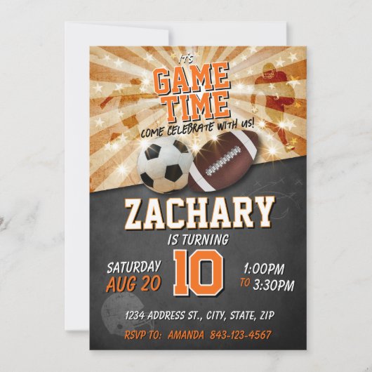 スポーツの誕生日の招待サッカーサッカー 招待状 (正面)
