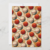 スポーツの誕生日の招待バスケットボール野球 招待状 (裏面)