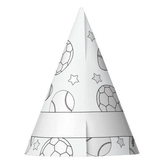 スポーツの誕生日パーティー – 自分の帽子をカラー パーティーハット (裏面)