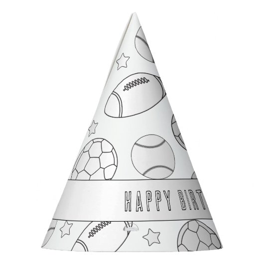 スポーツの誕生日パーティー – 自分の帽子をカラー パーティーハット (左)