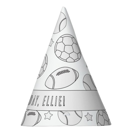 スポーツの誕生日パーティー – 自分の帽子をカラー パーティーハット (右)