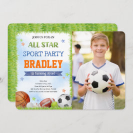 スポーツの誕生日写真招待状 招待状