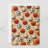 スポーツの誕生日招待状サッカーバスケットボール野球 招待状 (裏面)