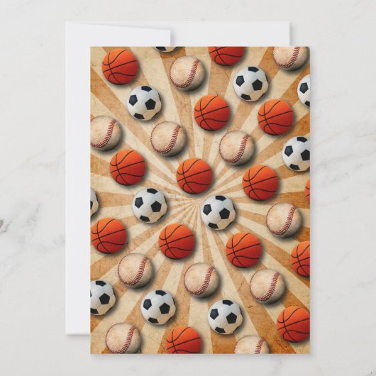 スポーツの誕生日招待状サッカーバスケットボール野球 招待状 (裏面)