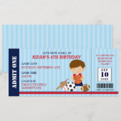 スポーツの誕生日招待状（男の子のベビーシャワー） 招待状 (正面/裏面)