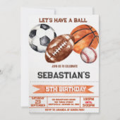 スポーツの誕生日 招待状 (正面)