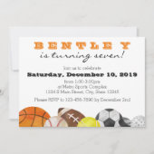 スポーツの誕生日 招待状 (正面)