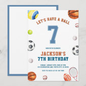 スポーツの誕生日 Let's Have a Ball  招待状 (正面/裏面)