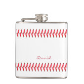 スポーツの野球のテーマのステッチされた名前をカスタムするのフラスコ フラスク (正面)