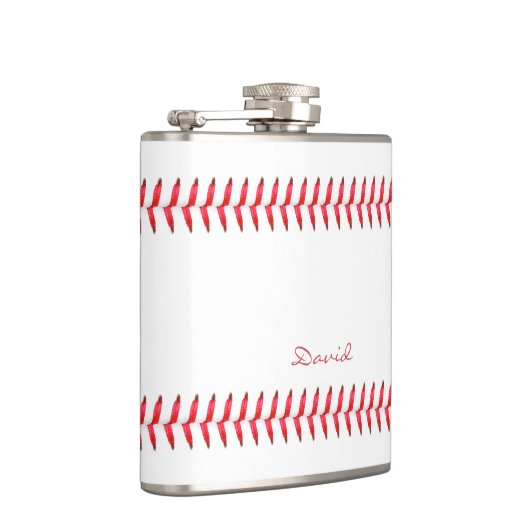 スポーツの野球のテーマのステッチされた名前をカスタムするのフラスコ フラスク (右)