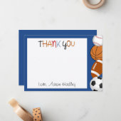 スポーツの野球のフットボールの誕生日のサンキューカード ノートカード (正面/裏面インサイチュ)