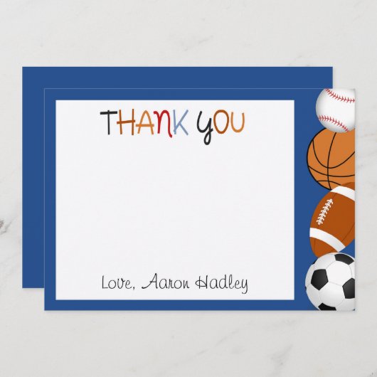 スポーツの野球のフットボールの誕生日のサンキューカード ノートカード (正面/裏面)
