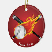 スポーツの野球用バット及び燃えるような球 セラミックオーナメント (左)