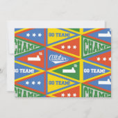 スポーツの長旗の男の子の誕生日の招待状 招待状 (裏面)