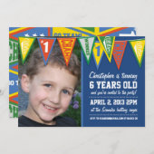 スポーツの長旗の男の子の誕生日の招待状 招待状 (正面/裏面)