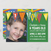 スポーツの長旗の誕生日の招待状 招待状 (正面/裏面)