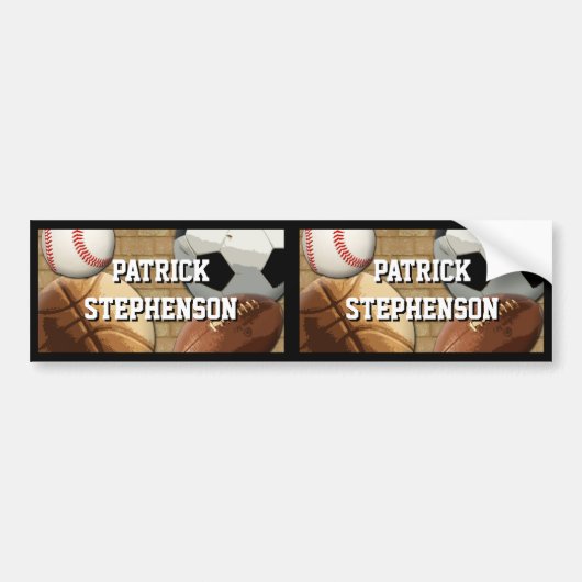 スポーツの防水ラベルを個人化します バンパーステッカー (正面)