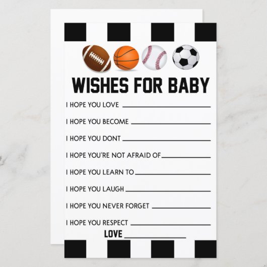 スポーツの願いベビー赤ちゃんシャワー活動 (正面/裏面)