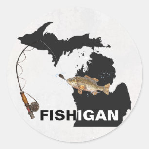 スポーツの魚釣りのためのFISHIGANの黒い輪郭 ラウンドシール