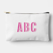 スポーツはっきりしたホットピンク3文字モノグラム アクセサリーポーチ (正面)