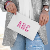 スポーツはっきりしたホットピンク3文字モノグラム アクセサリーポーチ