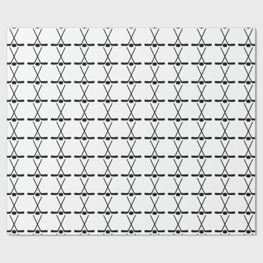 スポーツはアイスホッケー用スティックのパックの包装紙を交差させました ラッピングペーパー (フラット)