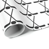 スポーツはアイスホッケー用スティックのパックの包装紙を交差させました ラッピングペーパー (ロールコーナー)