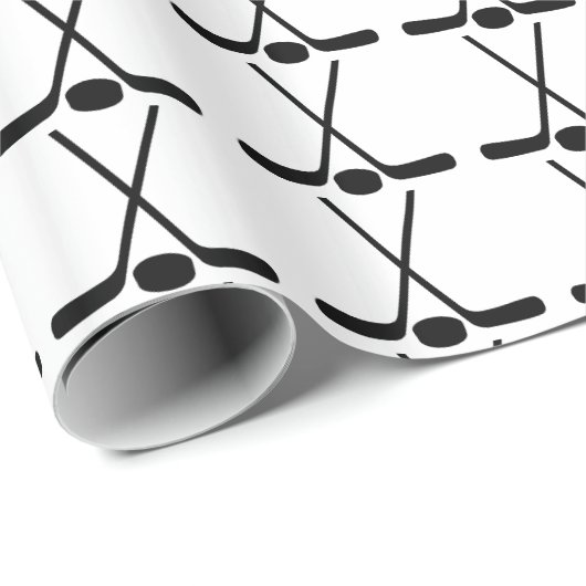 スポーツはアイスホッケー用スティックのパックの包装紙を交差させました ラッピングペーパー (ロールコーナー)