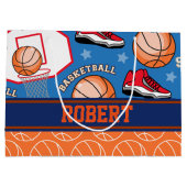 スポーツは一流のバスケットボールファンのおもしろいパターンを個人化します ラージペーパーバッグ (裏面)