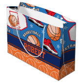 スポーツは一流のバスケットボールファンのおもしろいパターンを個人化します ラージペーパーバッグ (裏面アングル)