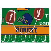 スポーツは子供のためのフットボールパターンを個人化します ラージペーパーバッグ (正面)