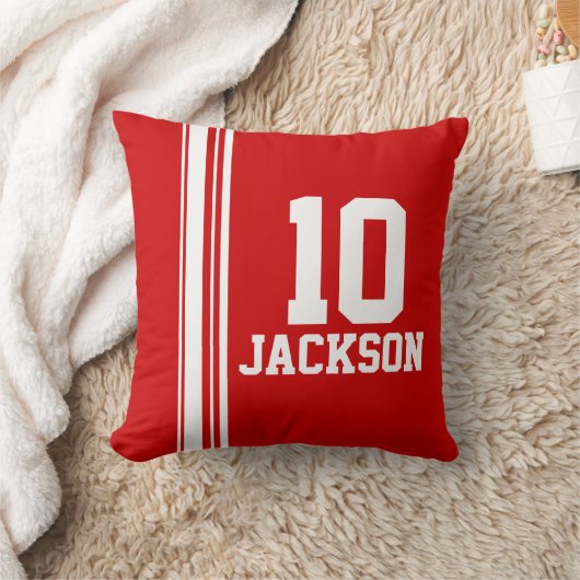 スポーツは白く赤い一流の年齢または数枕を縞で飾ります クッション (ブランケット)