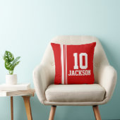 スポーツは白く赤い一流の年齢または数枕を縞で飾ります クッション (椅子)