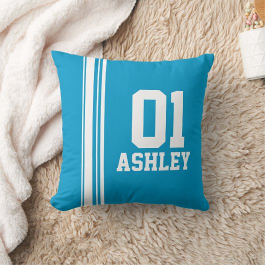 スポーツは白く青い一流の年齢または数枕を縞で飾ります クッション (ブランケット)