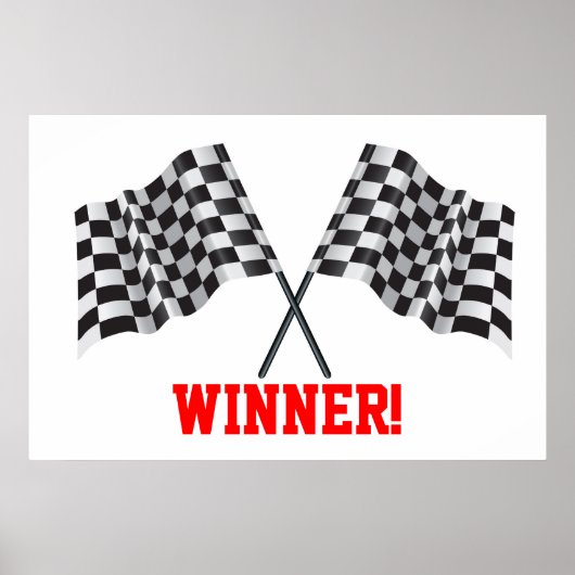 スポーツまたはフィニッシュラインを表す交差したフラグ ポスター (正面)