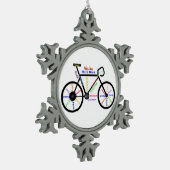 スポーツやる気を起こさせるバイクファン向け自転車ワード スノーフレークピューターオーナメント (左)