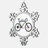 スポーツやる気を起こさせるバイクファン向け自転車ワード スノーフレークピューターオーナメント (右)