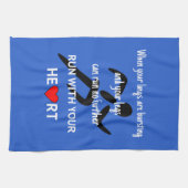 スポーツやる気を起こさせる走引用文ブルー キッチンタオル (横)