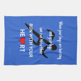 スポーツやる気を起こさせる走引用文ブルー キッチンタオル