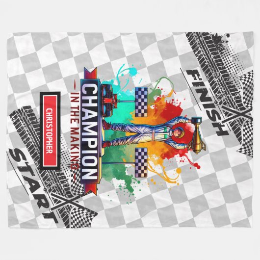 スポーツよくはしゃぐカー毛布フォーミュラ1男の子のプレゼント フリースブランケット (正面(横))