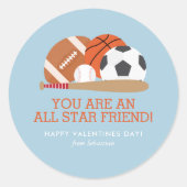スポーツをテーマにしたキッズクラスルームのバレンタインデー ラウンドシール (正面)