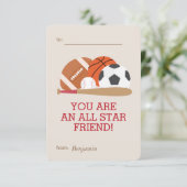 スポーツをテーマにしたキッズクラスルームのバレンタイン 招待状 (スタンド正面)